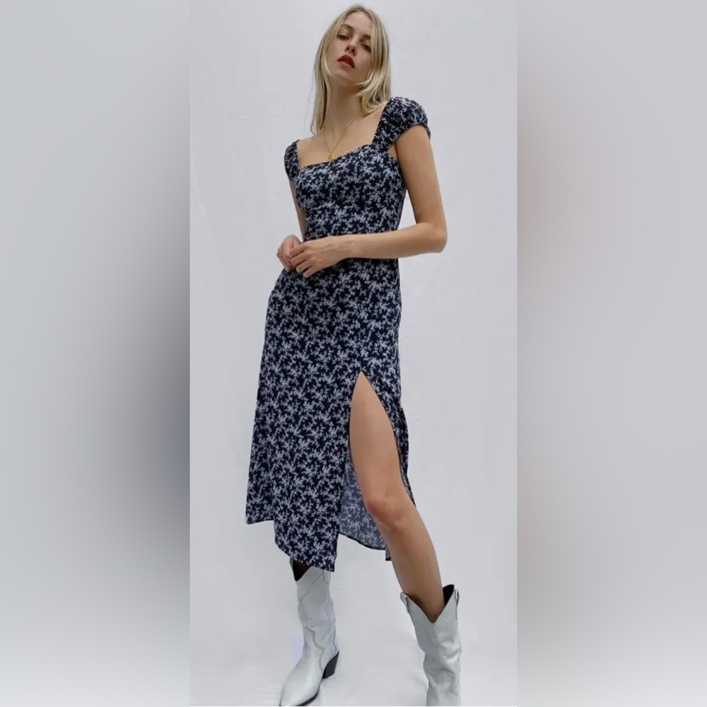 French Connection (Nordstrom) Navy Floral Midi Dress